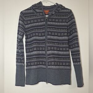 NWT KRIMSON KLOVER 100%MERINO WOOL Charcoal and White Patterned Hoodie